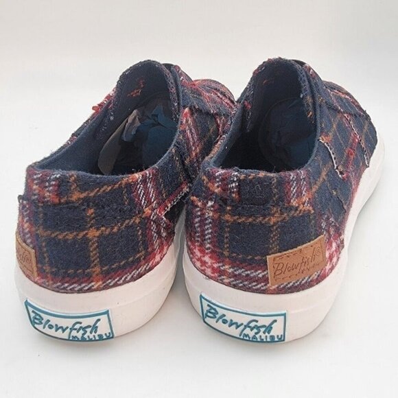 BUY ONE GET ONE FREE Blowfish Marley Slip-On Comfort Sneakers Navy Plaid - Picture 4 of 5